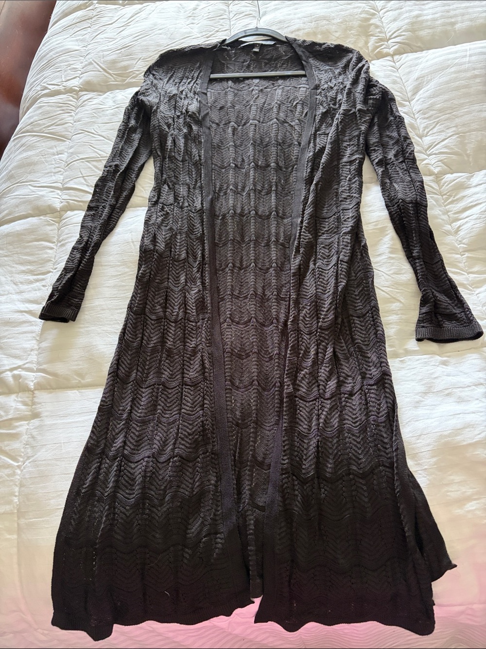 White House Black Market Long Open-Front Knit Cardigan - Brown - Picture 4 of 4